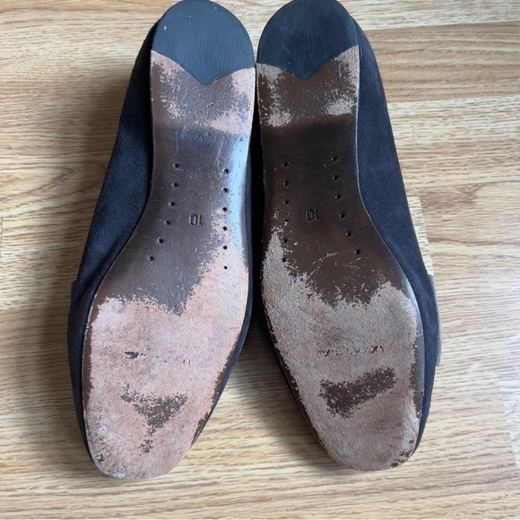 Ugg: Women's Sherpa Lined Tan and Gray Slip On Suede Bow Loafers Size 10 - Picture 5 of 12